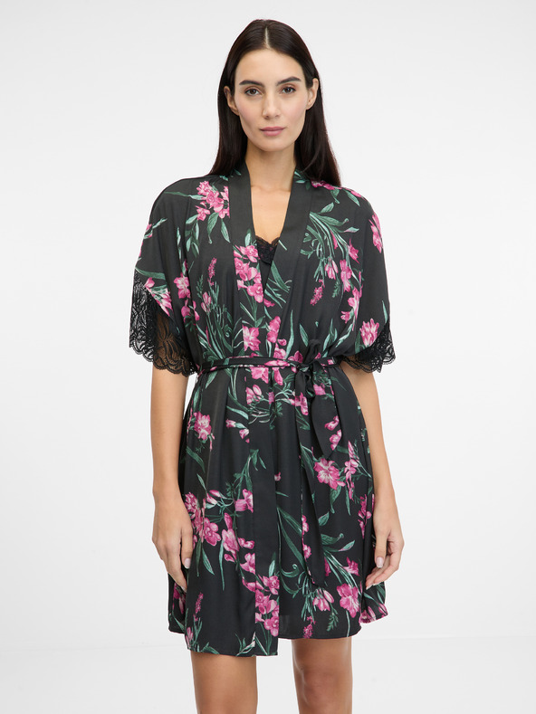 Orsay ORSAY fekete női szatén fürdőköpeny