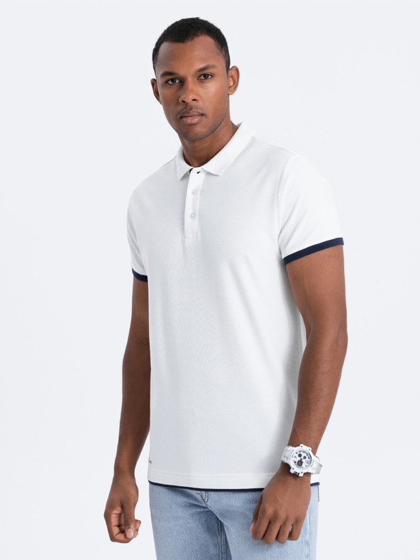 Ombre Clothing Fehér férfi póló póló Ombre Clothing