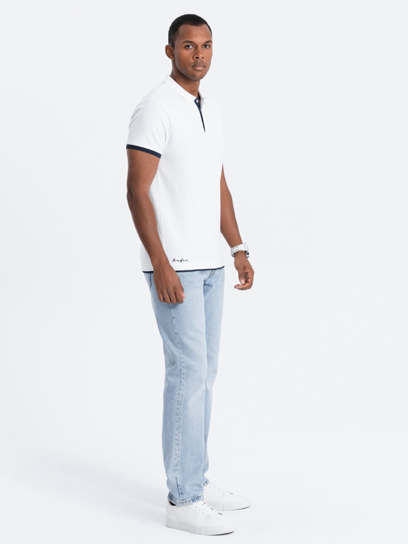 Ombre Clothing Fehér férfi póló póló Ombre Clothing