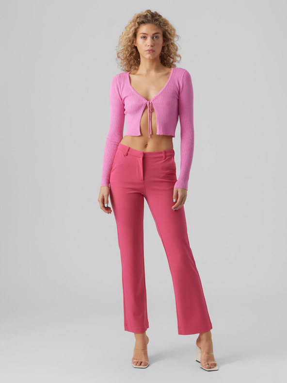 Vero Moda Rózsaszín női rövid, bordázott kardigán VERO MODA Glory