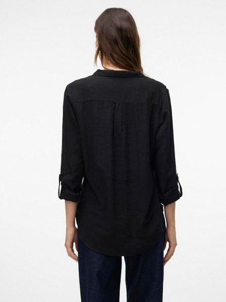 Vero Moda Fekete női lenvászon blúz Vero Moda Linn Bumpy