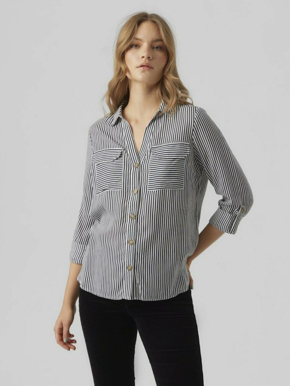 Vero Moda Fehér és kék női csíkos blúz Vero Moda Bumpy Vero Moda Bumpy