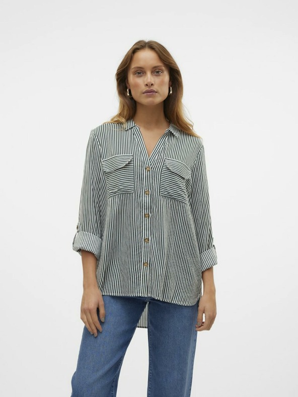 Vero Moda Fehér és zöld Vero Moda Bumpy női csíkos ing Vero Moda Bumpy