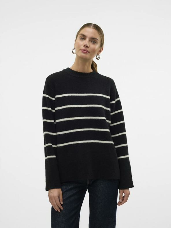 Vero Moda Bézs-fekete női csíkos pulóver Vero Moda Flawless