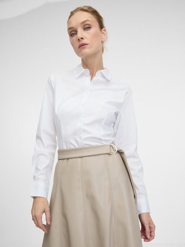 Orsay Orsay bézs színű női műbőr midi szoknya