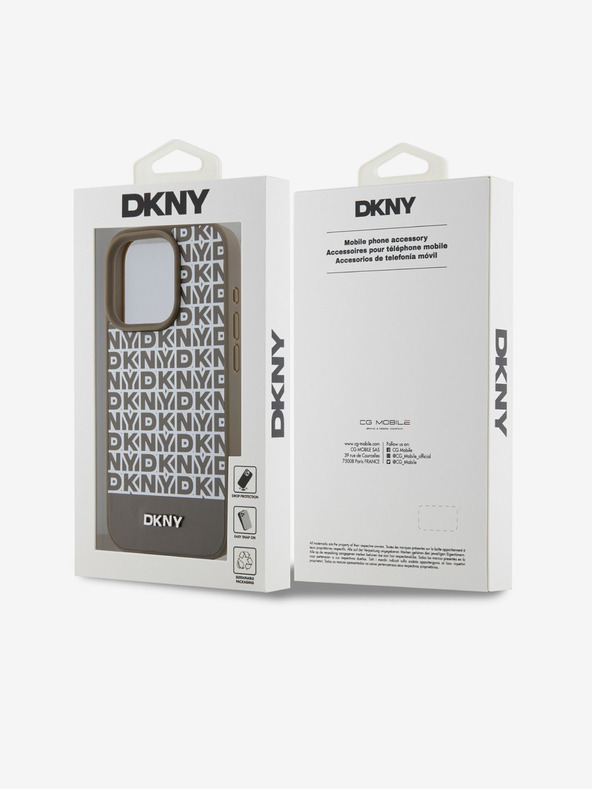 DKNY PU bőr Ismétlődő mintás alsó csíkos MagSafe hátlap iPhone 15 Pro Max Brown DKNY barna DKNY