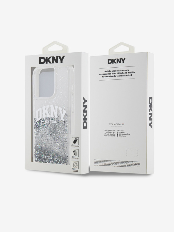 DKNY Folyékony csillogó íves logós hátlap iPhone 14 Pro-hoz Átlátszó DKNY DKNY