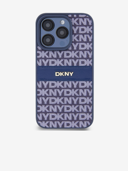 DKNY PU bőr ismétlődő mintás, tónusos csíkos hátlapi borító iPhone 15 Pro készülékhez Kék DKNY DKNY