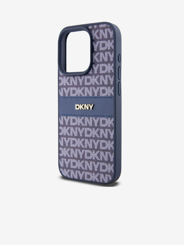 DKNY PU bőr ismétlődő mintás, tónusos csíkos hátlapi borító iPhone 15 Pro készülékhez Kék DKNY DKNY
