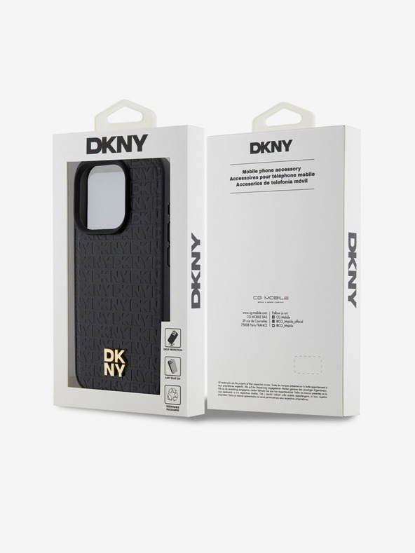 DKNY PU bőr Ismétlődő mintás Stack Logo Magsafe hátlap iPhone 13 Pro Max fekete DKNY DKNY
