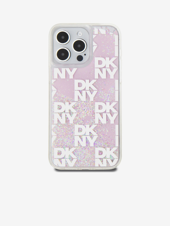 DKNY Folyékony csillogó kockás mintás hátsó borító iPhone 15 Pro Max készülékhez Rózsaszín DKNY