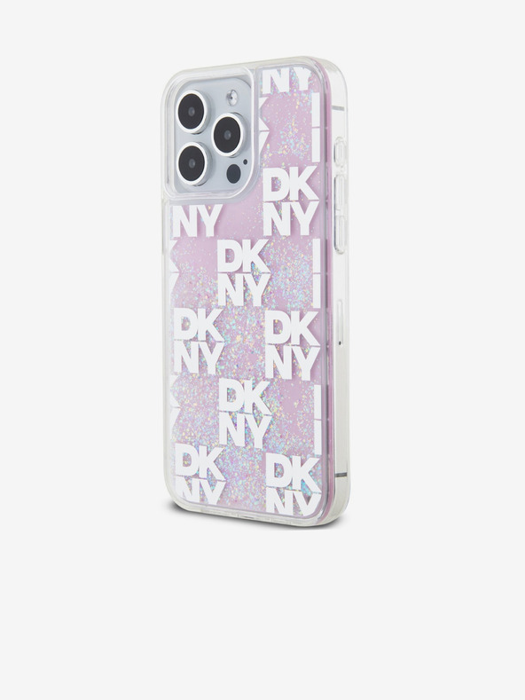 DKNY Folyékony csillogó kockás mintás hátsó borító iPhone 15 Pro Max készülékhez Rózsaszín DKNY