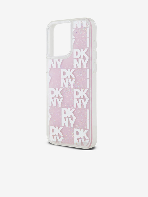 DKNY Folyékony csillogó kockás mintás hátsó borító iPhone 15 Pro Max készülékhez Rózsaszín DKNY