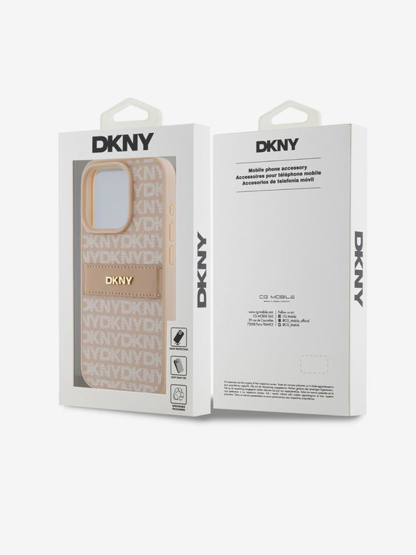 DKNY PU bőr Repeat Pattern tonális csíkos hátlapi borító iPhone 15 Pro rózsaszínű DKNY DKNY