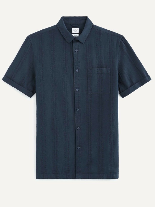 Celio Sötétkék férfi mintás vászon ing Celio