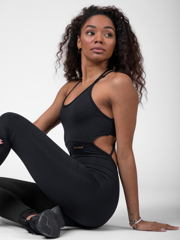 Nebbia Fekete női kezeslábas NEBBIA INTENSE Golden Jumpsuit 595