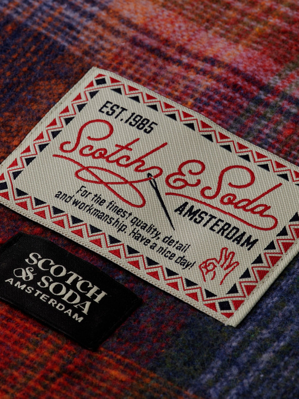 Scotch & Soda Piros és kék férfi Scotch & Soda kockás sál