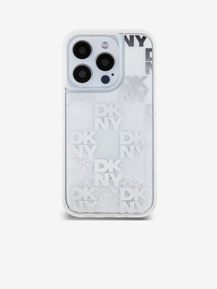 DKNY Folyékony csillámos kockás mintás hátlap iPhone 15 Pro-hoz Átlátszó DKNY