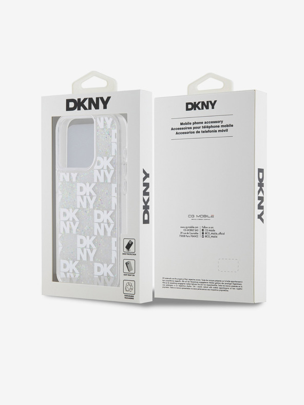DKNY Folyékony csillámos kockás mintás hátlap iPhone 15 Pro-hoz Átlátszó DKNY
