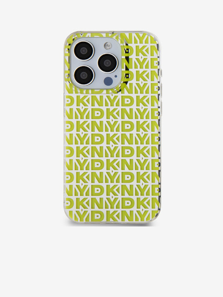DKNY PC/TPU ismétlődő mintás hátsó borító iPhone 15 Pro készülékhez Sárga DKNY