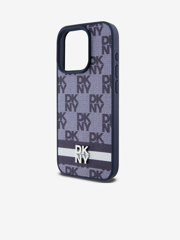 DKNY PU bőr kockás mintás és csíkos hátlapi borító iPhone 15 Pro-hoz Kék DKNY DKNY