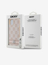 DKNY PU bőr kockás mintás és csíkos hátlapi borító iPhone 13 rózsaszín DKNY rózsaszínhez