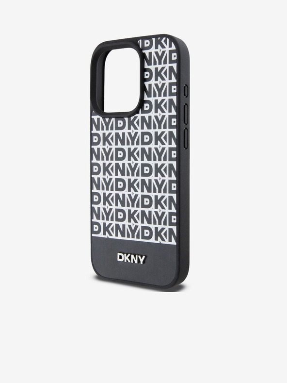 DKNY PU bőr Ismétlődő mintás alsó csíkos MagSafe hátlap iPhone 14 Pro Max fekete DKNY fekete DKNY