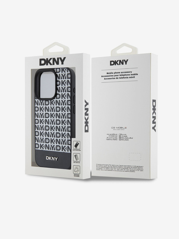 DKNY PU bőr Ismétlődő mintás alsó csíkos MagSafe hátlap iPhone 14 Pro Max fekete DKNY fekete DKNY