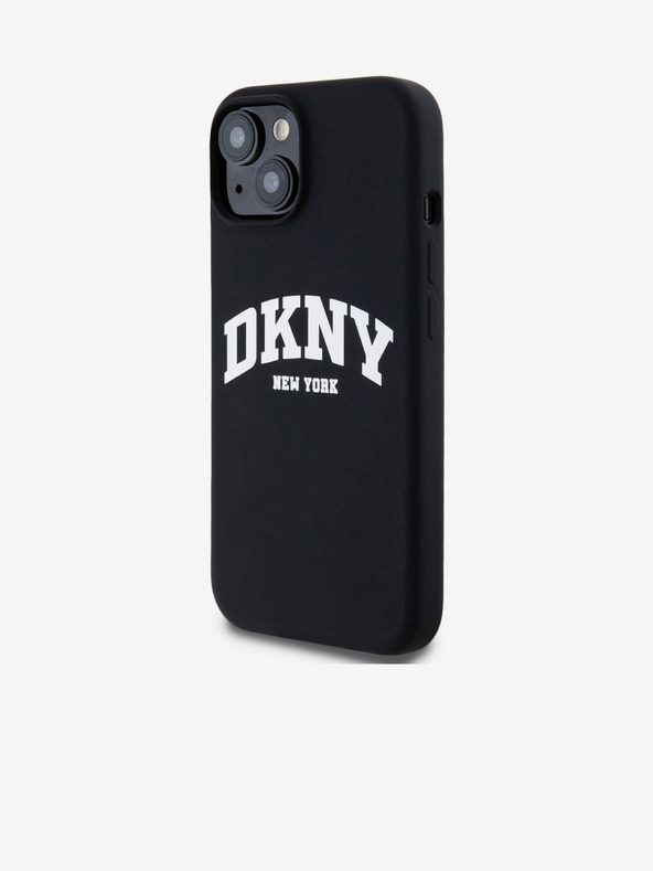 DKNY Folyékony szilikon íves logós MagSafe hátlap iPhone 14 készülékhez Fekete DKNY