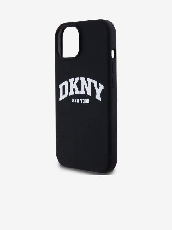 DKNY Folyékony szilikon íves logós MagSafe hátlap iPhone 14 készülékhez Fekete DKNY
