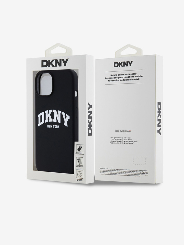 DKNY Folyékony szilikon íves logós MagSafe hátlap iPhone 14 készülékhez Fekete DKNY