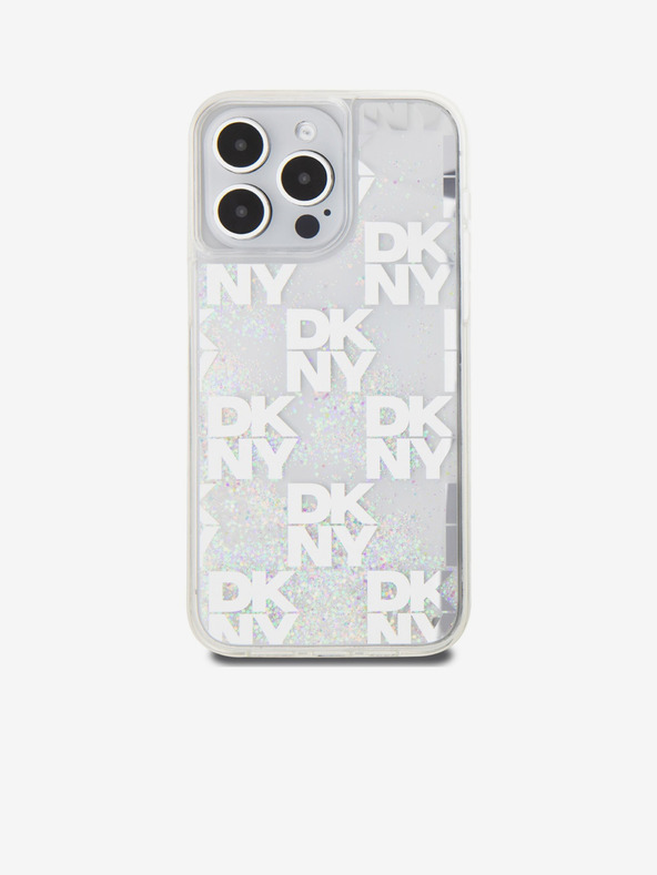 DKNY Folyékony csillogó kockás mintás hátsó borító iPhone 15 Pro Maxhoz Átlátszó DKNY