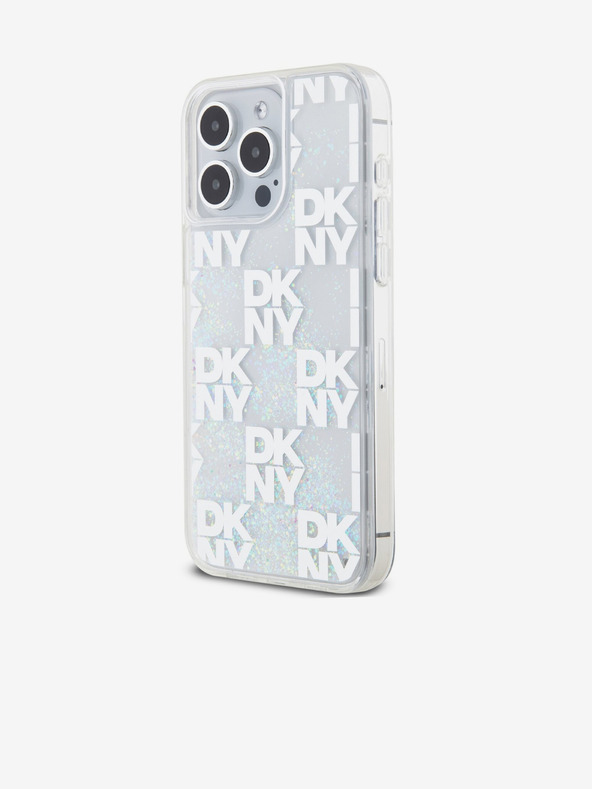 DKNY Folyékony csillogó kockás mintás hátsó borító iPhone 15 Pro Maxhoz Átlátszó DKNY