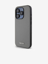 DKNY PU bőr ezüst fém logós Magsafe hátlap iPhone 15 Pro szürke DKNY
