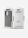 DKNY PU bőr ezüst fém logós Magsafe hátlap iPhone 15 Pro szürke DKNY