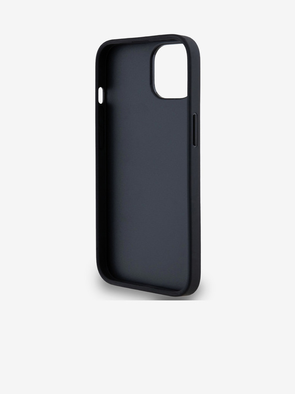 DKNY PU bőr kockás mintás és csíkos hátlapi borító iPhone 13 készülékhez Fekete DKNY