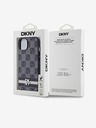 DKNY PU bőr kockás mintás és csíkos hátlapi borító iPhone 13 készülékhez Fekete DKNY
