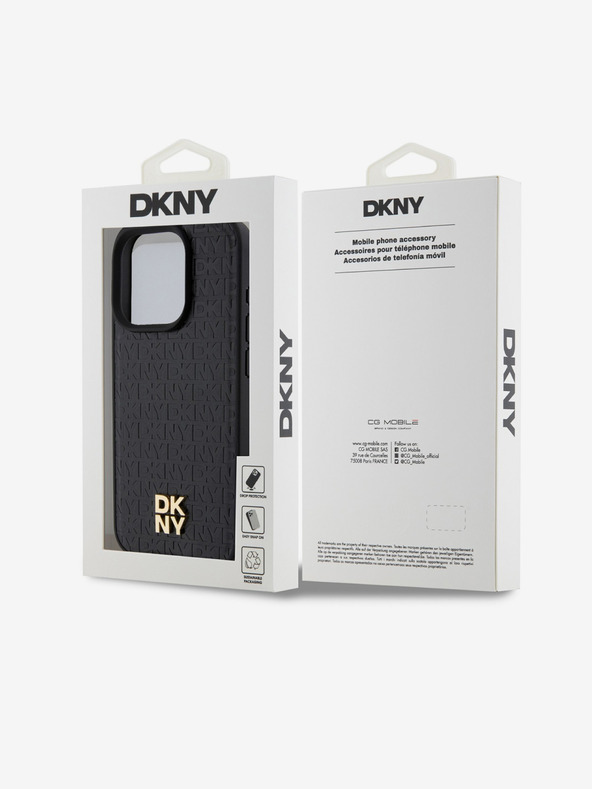 DKNY PU bőr Repeat Pattern Stack Logo Magsafe hátlap iPhone 13 Pro Fekete DKNY DKNY