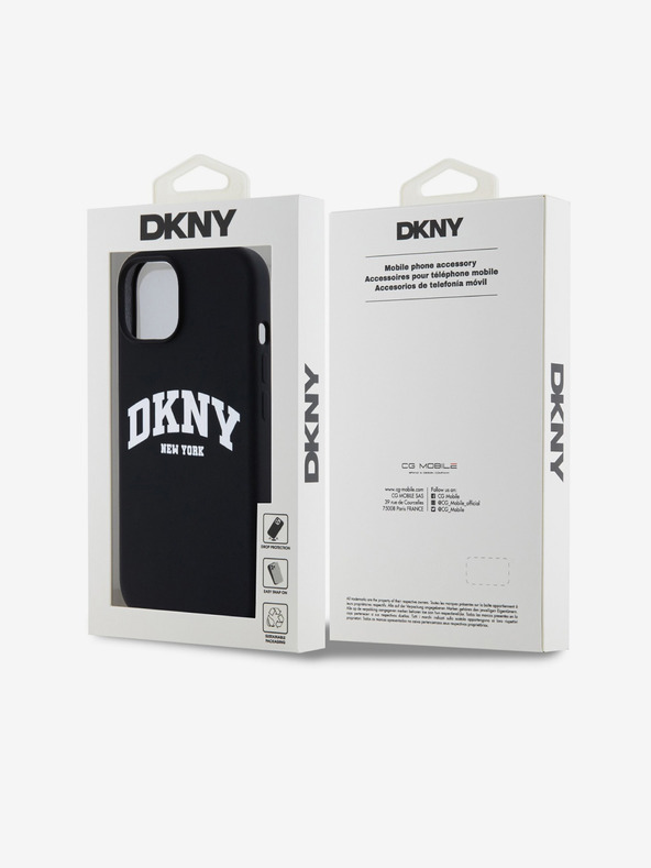 DKNY Folyékony szilikon Arch Logo MagSafe hátlap iPhone 15 készülékhez Fekete DKNY