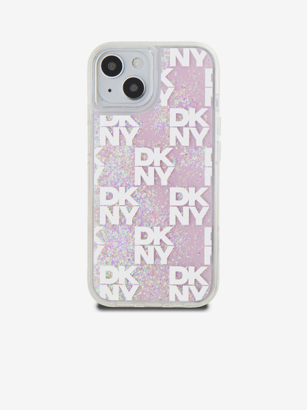 DKNY Folyékony csillogó kockás mintás hátlap iPhone 15 rózsaszín DKNY