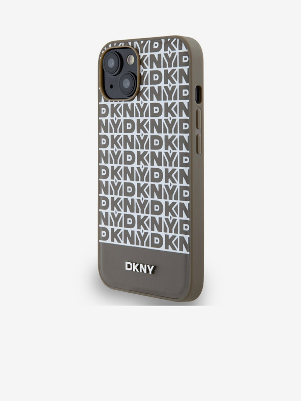 DKNY PU bőr Ismétlődő mintás alsó csíkos hátlap iPhone 13-hoz Barna DKNY DKNY