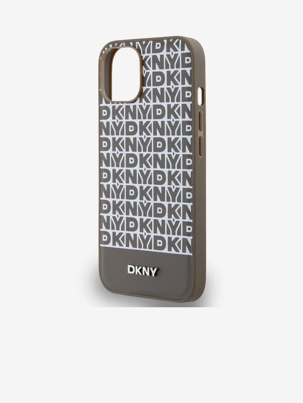 DKNY PU bőr Ismétlődő mintás alsó csíkos hátlap iPhone 13-hoz Barna DKNY DKNY