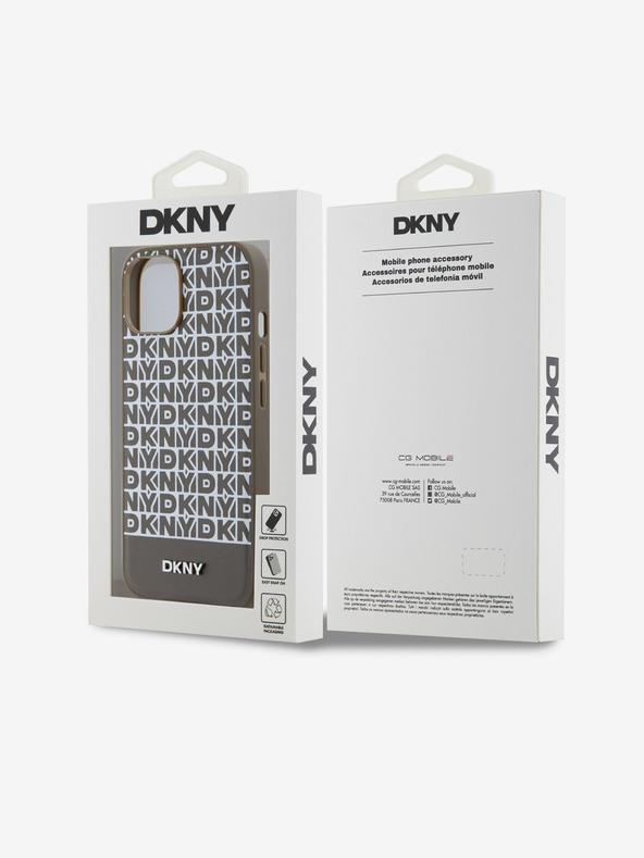 DKNY PU bőr Ismétlődő mintás alsó csíkos hátlap iPhone 13-hoz Barna DKNY DKNY