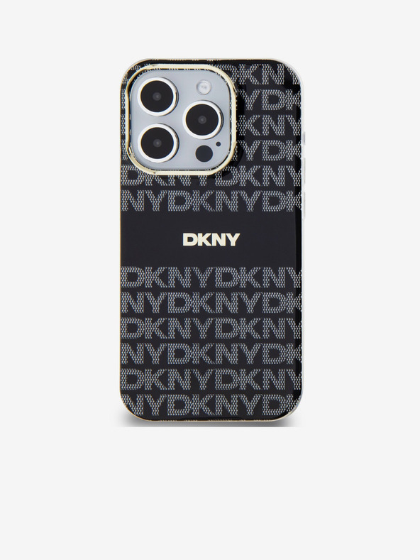 DKNY PC/TPU ismétlődő mintás tonális csíkos Magsafe hátlap az iPhone 15 Pro készülékhez Fekete DKNY