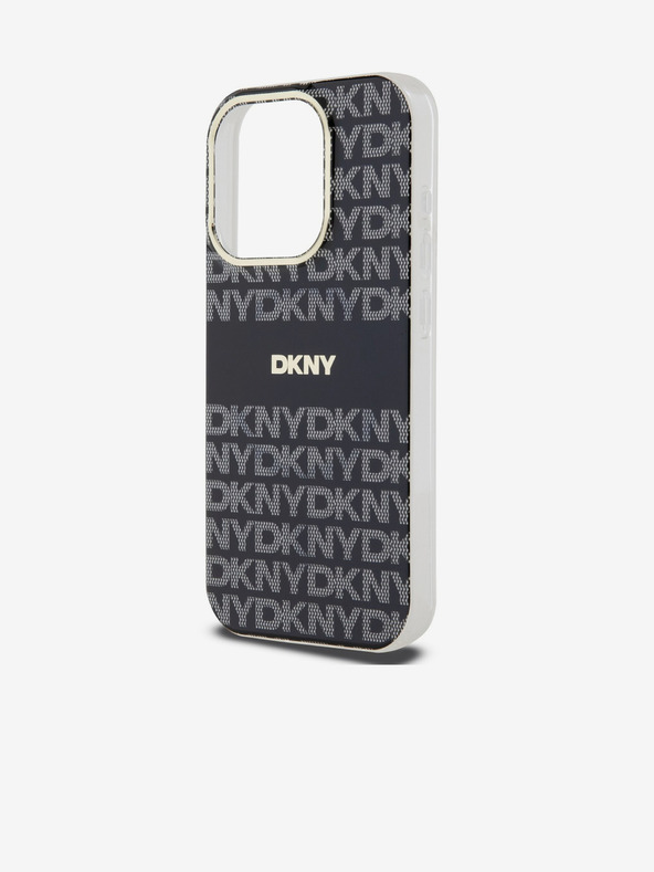 DKNY PC/TPU ismétlődő mintás tonális csíkos Magsafe hátlap az iPhone 15 Pro készülékhez Fekete DKNY