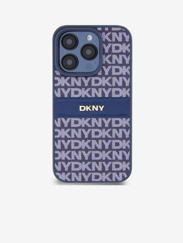 DKNY PU bőr Ismétlődő mintás tonális csíkos hátlap iPhone 15 Pro Max kék DKNY DKNY