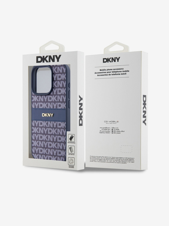 DKNY PU bőr Ismétlődő mintás tonális csíkos hátlap iPhone 15 Pro Max kék DKNY DKNY