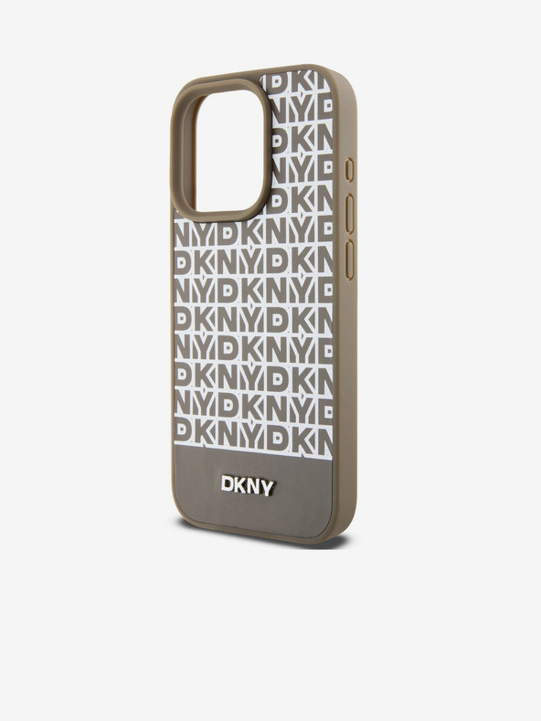 DKNY PU bőr Ismétlődő mintás alsó csíkos MagSafe hátlap iPhone 13 Pro Max barna DKNY barna DKNY