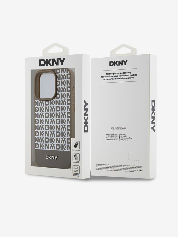 DKNY PU bőr Ismétlődő mintás alsó csíkos MagSafe hátlap iPhone 13 Pro Max barna DKNY barna DKNY