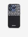DKNY PU bőr Ismétlődő mintás kártyazseb hátlap iPhone 15 Pro Fekete DKNY DKNY